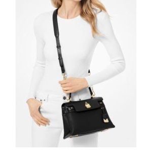 Michael kors black leather satchel